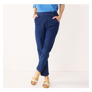 Croft & Barrow Straight Mid Rise Dark Wash Pull On Jeans Size L NWT
